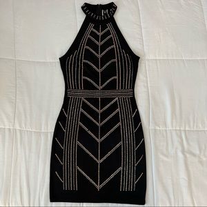 Windsor Studded Black Rose Gold Mini Dress